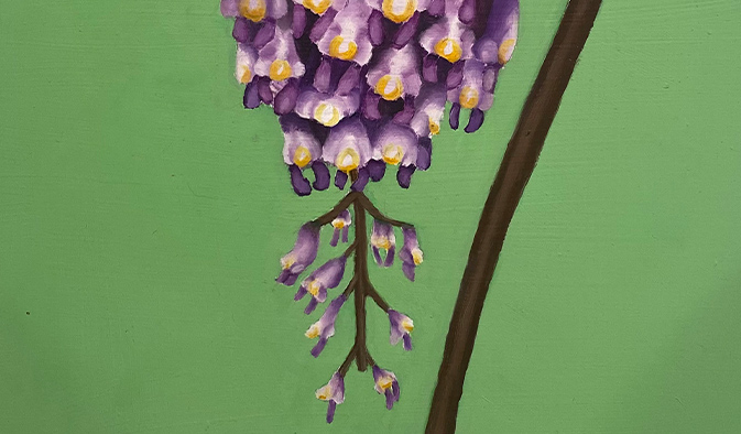Anatomically representation of the sense smell disguised as a wisteria branch.