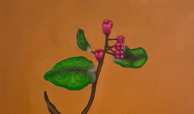 Anatomical representation of taste sense disguised and berry branch.