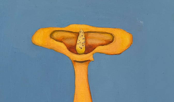 Anatomical representation of the sense hearing disguised as a calla lily.